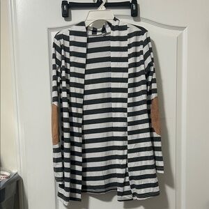 Striped Long Sleeve Top with Elbow Patches